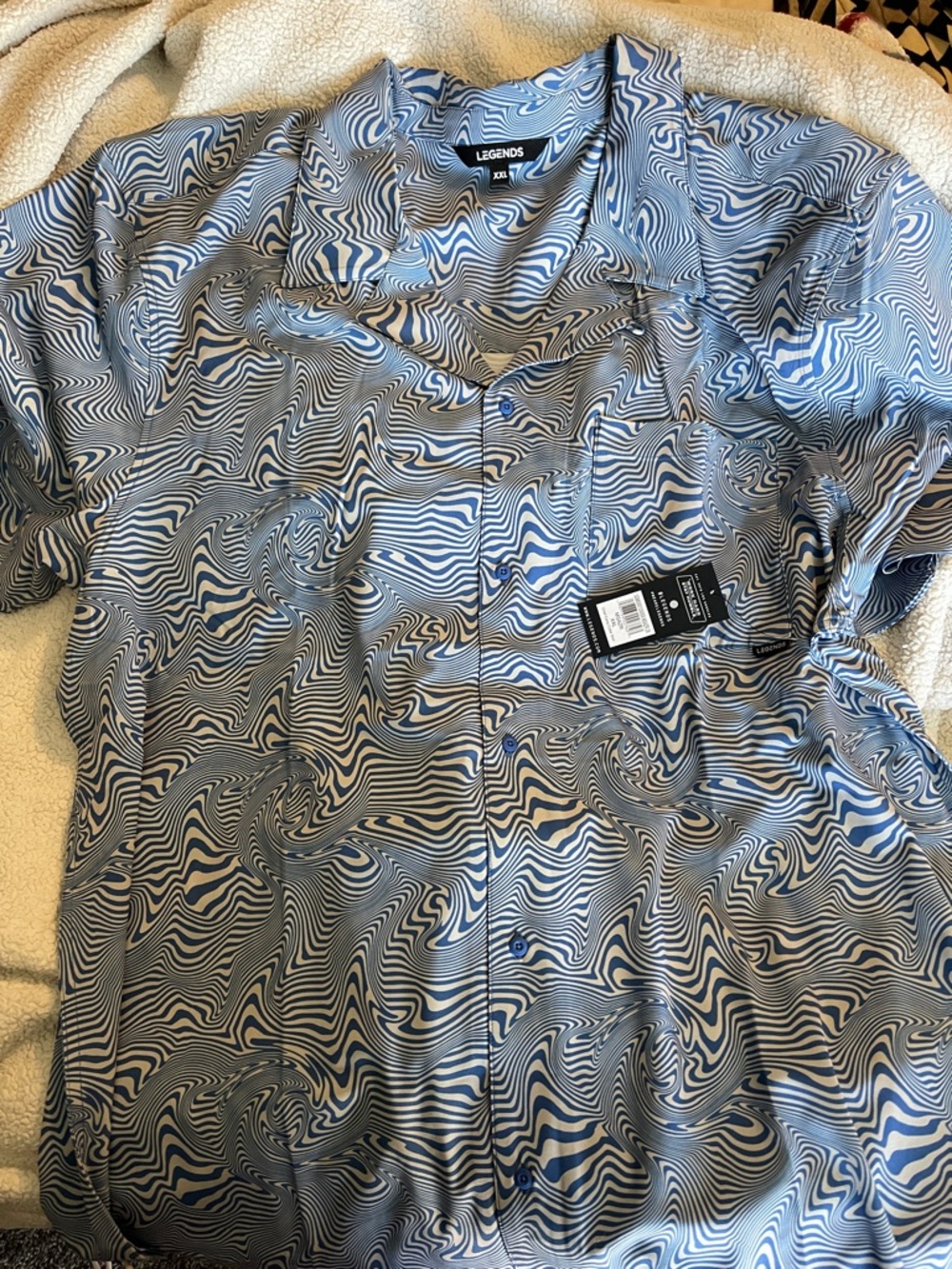 Legends XXL Men's Blue Patterned Short-Sleeve Shirt